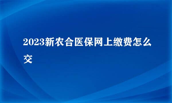 2023新农合医保网上缴费怎么交