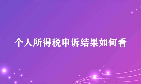 个人所得税申诉结果如何看