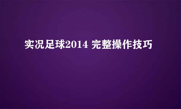 实况足球2014 完整操作技巧