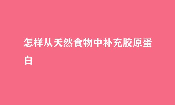 怎样从天然食物中补充胶原蛋白