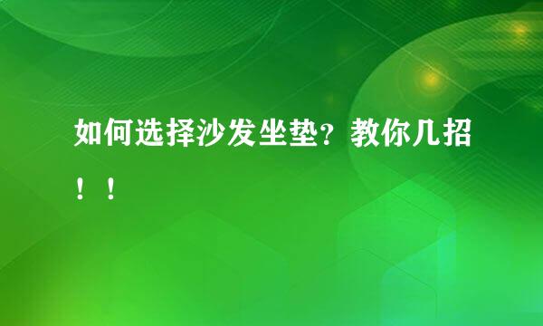 如何选择沙发坐垫？教你几招！！