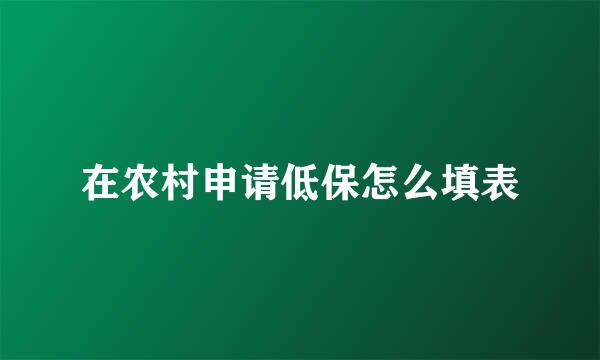 在农村申请低保怎么填表