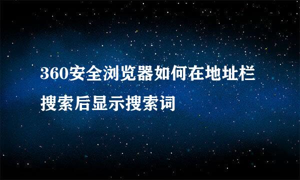 360安全浏览器如何在地址栏搜索后显示搜索词