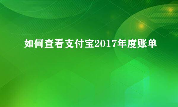 如何查看支付宝2017年度账单