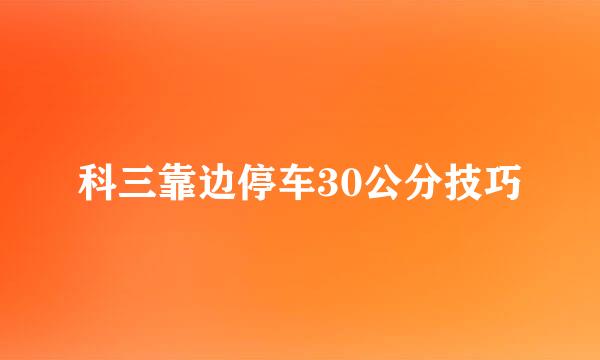 科三靠边停车30公分技巧