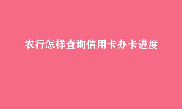 农行怎样查询信用卡办卡进度