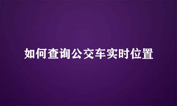 如何查询公交车实时位置