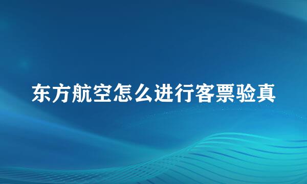 东方航空怎么进行客票验真