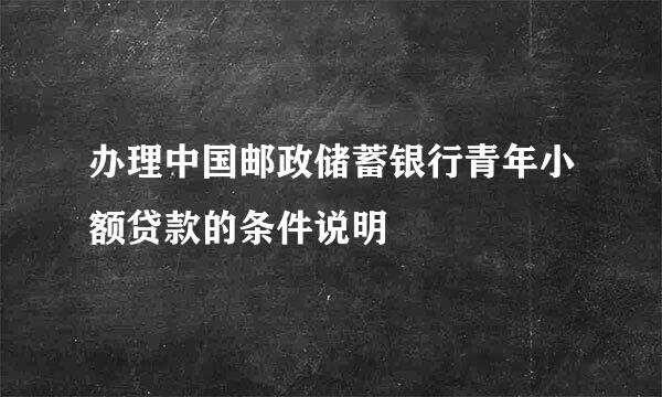 办理中国邮政储蓄银行青年小额贷款的条件说明