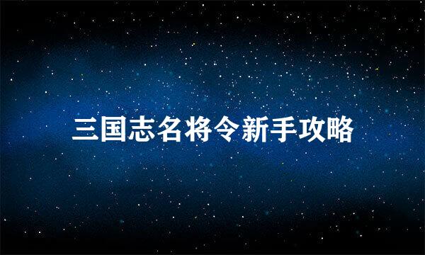 三国志名将令新手攻略