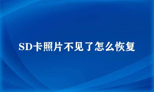 SD卡照片不见了怎么恢复