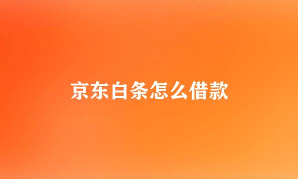 京东白条怎么借款