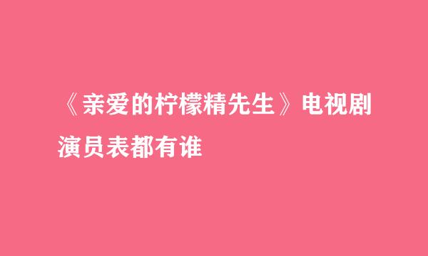 《亲爱的柠檬精先生》电视剧演员表都有谁