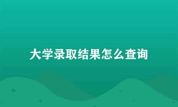 大学录取结果怎么查询