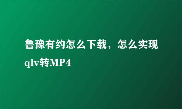 鲁豫有约怎么下载，怎么实现qlv转MP4