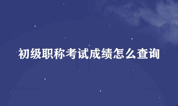 初级职称考试成绩怎么查询