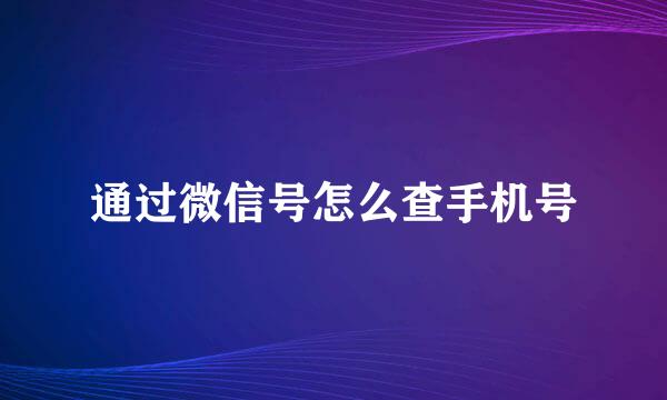 通过微信号怎么查手机号