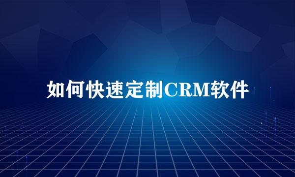 如何快速定制CRM软件