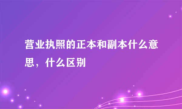 营业执照的正本和副本什么意思，什么区别