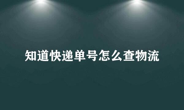 知道快递单号怎么查物流