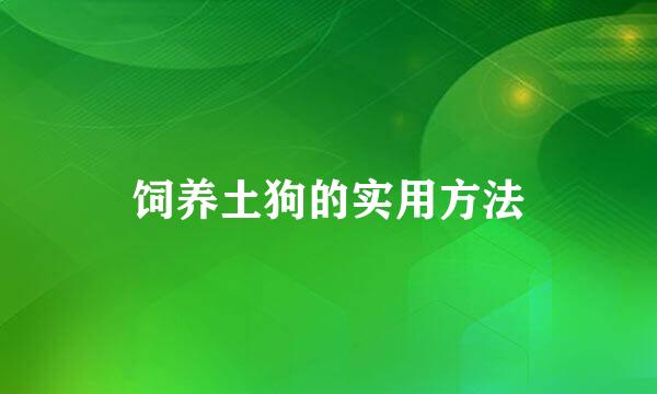 饲养土狗的实用方法