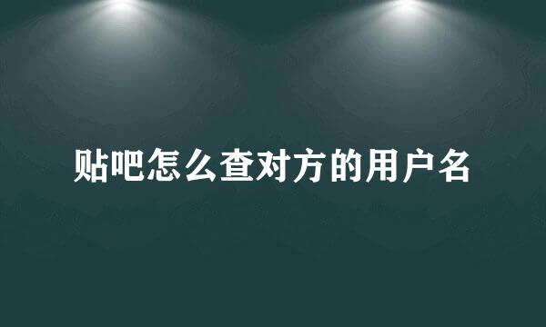 贴吧怎么查对方的用户名