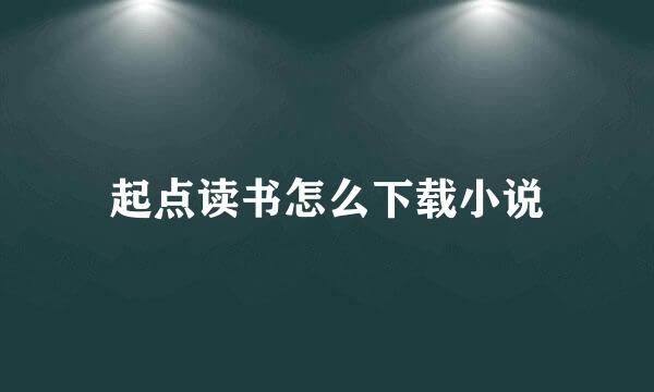 起点读书怎么下载小说