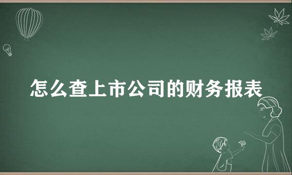 怎么查上市公司的财务报表