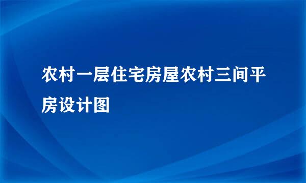 农村一层住宅房屋农村三间平房设计图