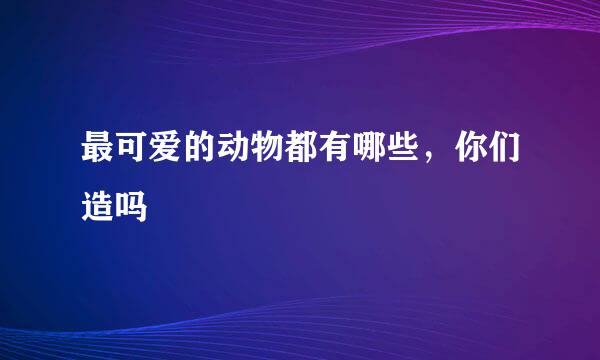 最可爱的动物都有哪些，你们造吗