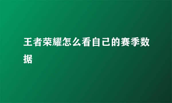 王者荣耀怎么看自己的赛季数据