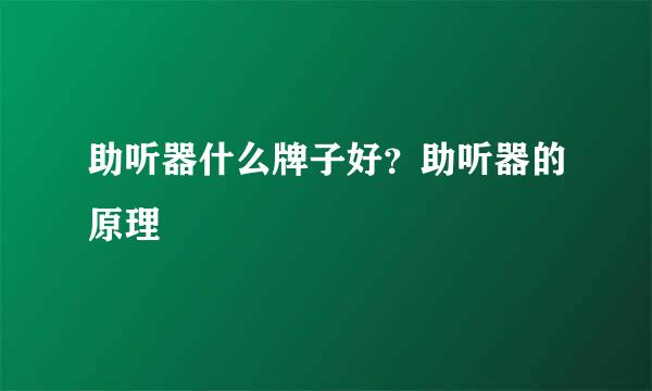 助听器什么牌子好？助听器的原理