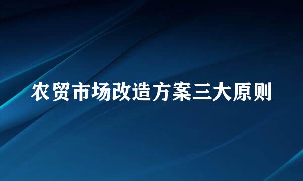 农贸市场改造方案三大原则