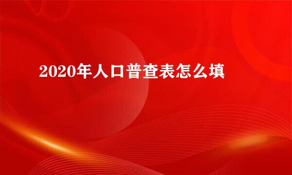 2020年人口普查表怎么填