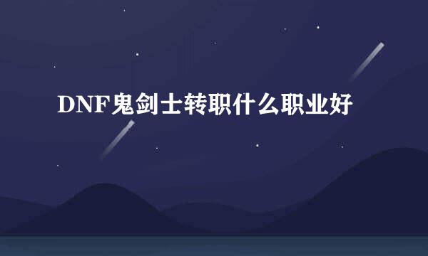 DNF鬼剑士转职什么职业好