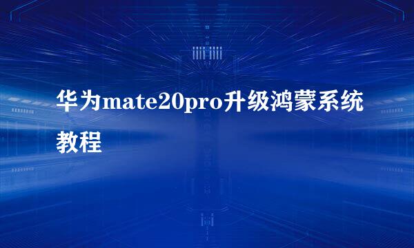 华为mate20pro升级鸿蒙系统教程