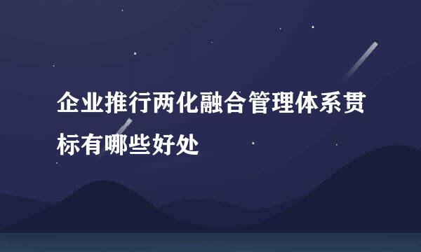 企业推行两化融合管理体系贯标有哪些好处