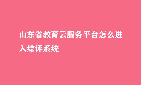 山东省教育云服务平台怎么进入综评系统