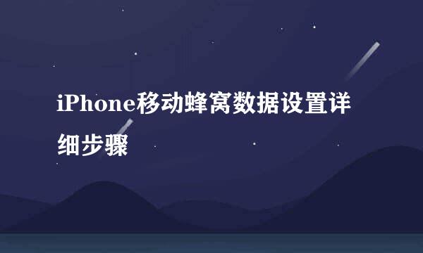 iPhone移动蜂窝数据设置详细步骤