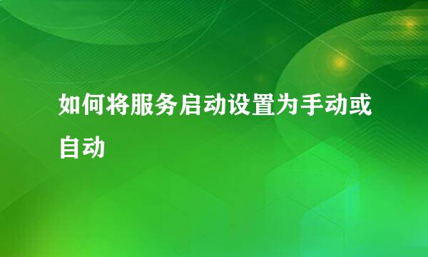 如何将服务启动设置为手动或自动