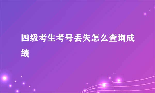 四级考生考号丢失怎么查询成绩