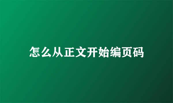 怎么从正文开始编页码