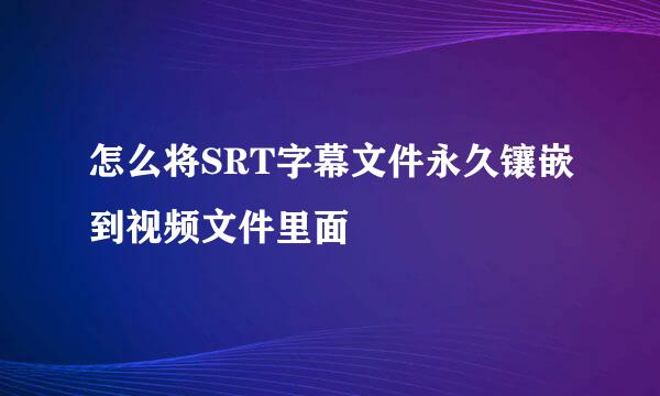 怎么将SRT字幕文件永久镶嵌到视频文件里面