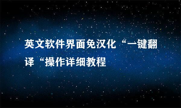 英文软件界面免汉化“一键翻译“操作详细教程