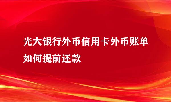 光大银行外币信用卡外币账单如何提前还款