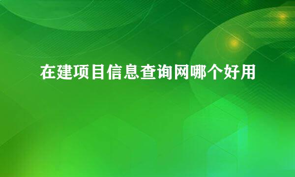 在建项目信息查询网哪个好用