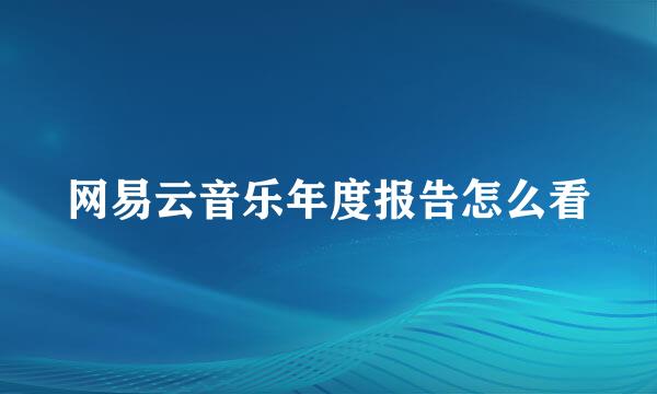 网易云音乐年度报告怎么看