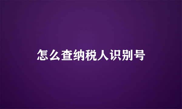 怎么查纳税人识别号