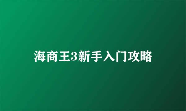 海商王3新手入门攻略