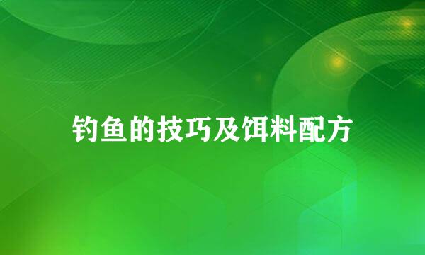 钓鱼的技巧及饵料配方